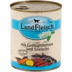 Landfleisch Nassfutter Dog Pur Geflügelherzen & Seelachs